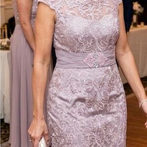 Embroidered Lace Midi Dress in  LAVENDER